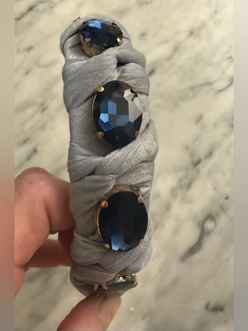 Anthropologie statement crystal embellished headband Blue NWOT